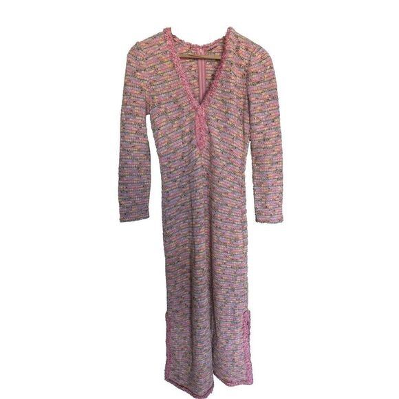 Alexis Kassandra Pink Tweed Maxi Sweater Dress Women's Small - Picture 2 of 16